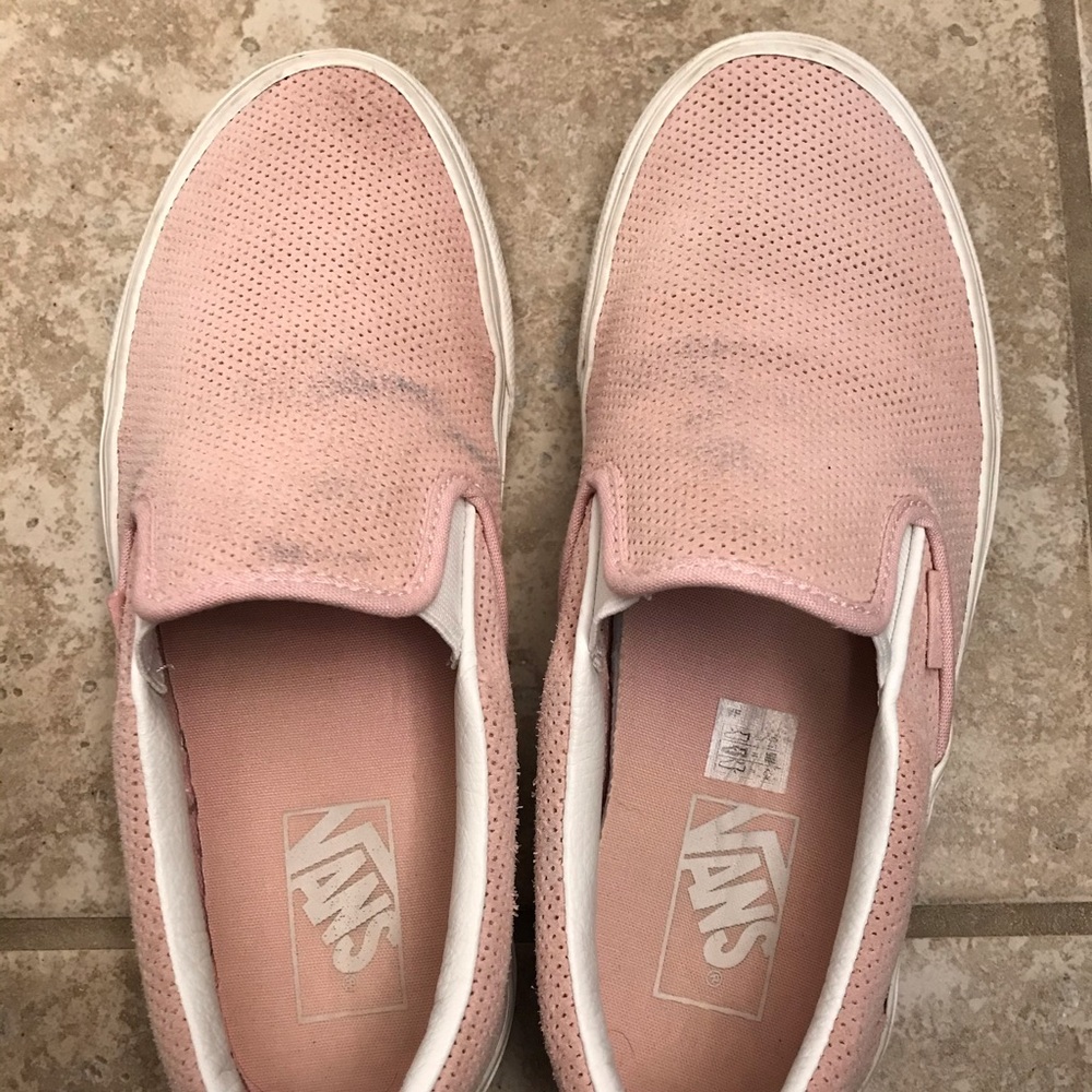 Vans pink suede slip on size 9